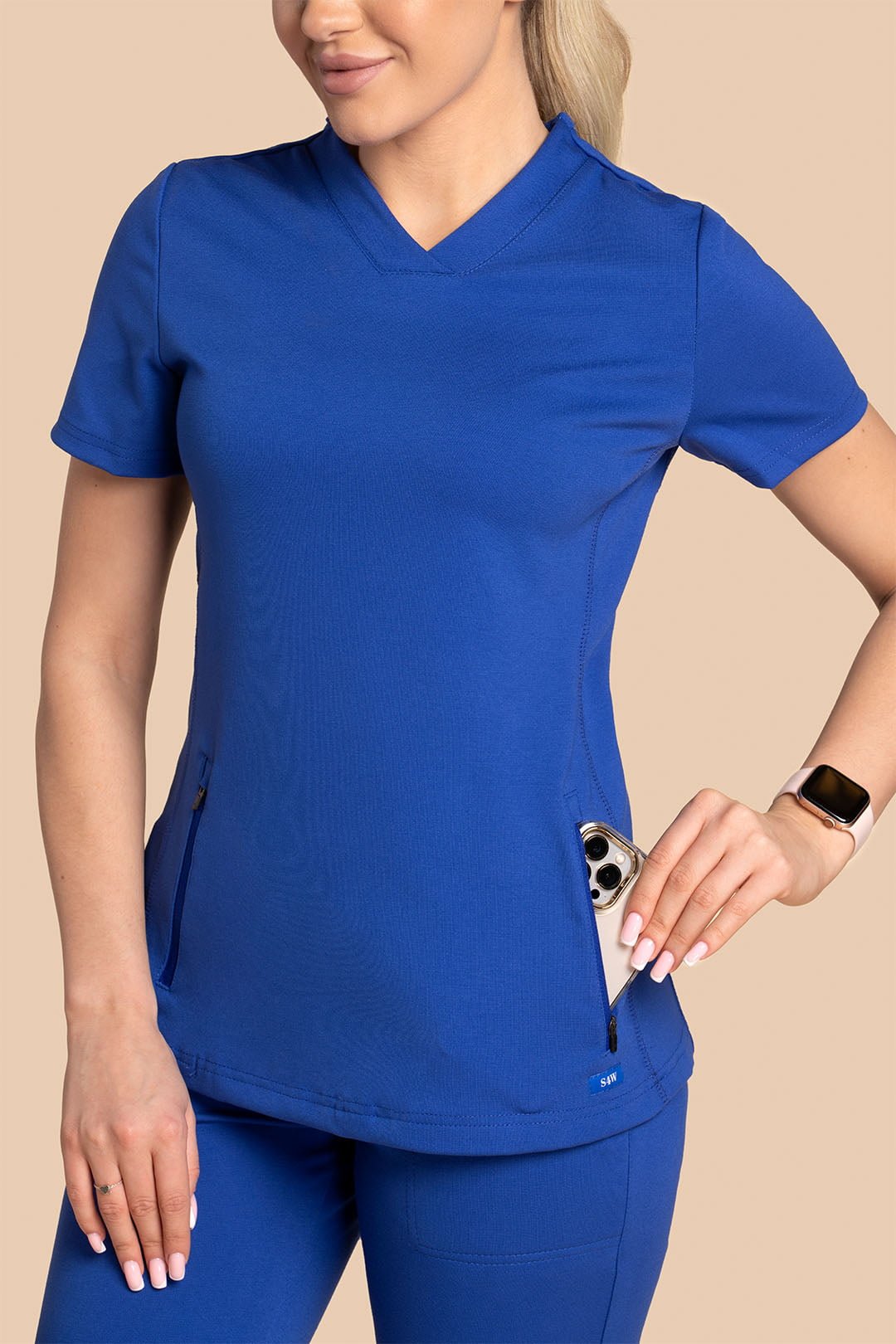S4W_0008_Bluza medyczna damska - Scrubs Twozip Blue (5) Bluza medyczna damska – Scrubs Twozip chabrowy