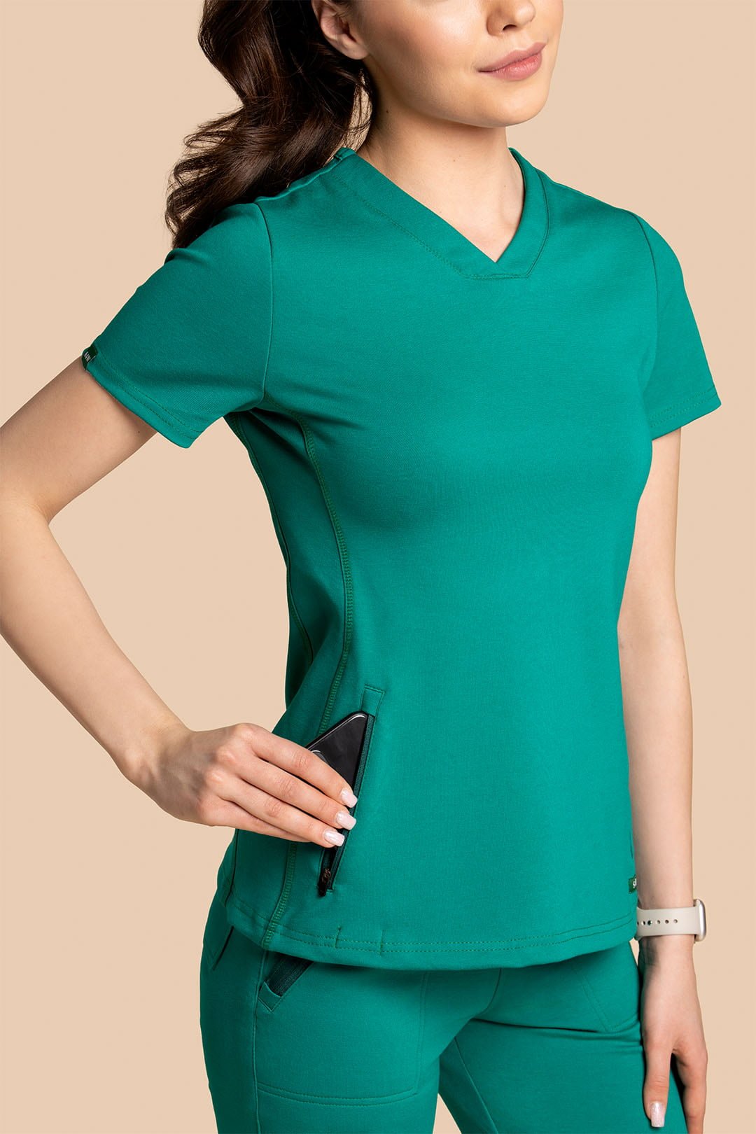 S4W_0010_Bluza medyczna damska - Scrubs Twozip Green Hunter (4) Bluza medyczna damska – Scrubs Twozip zielony