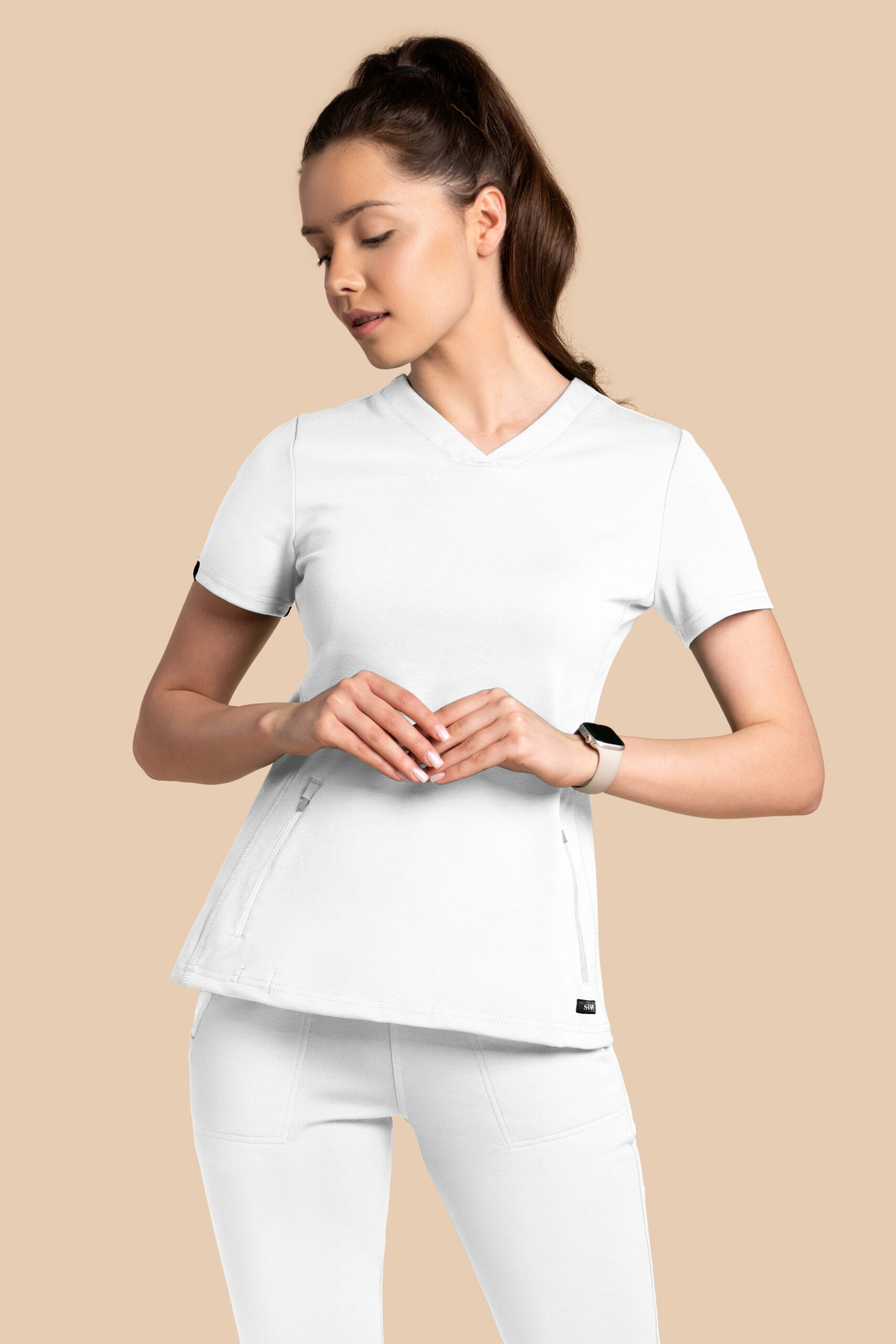 Bluza medyczna damska - Scrubs Twozip Biała Bluza medyczna damska – Scrubs Twozip biała