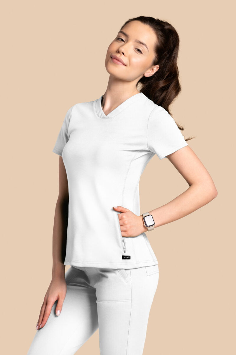 Bluza medyczna damska – Scrubs Twozip biała