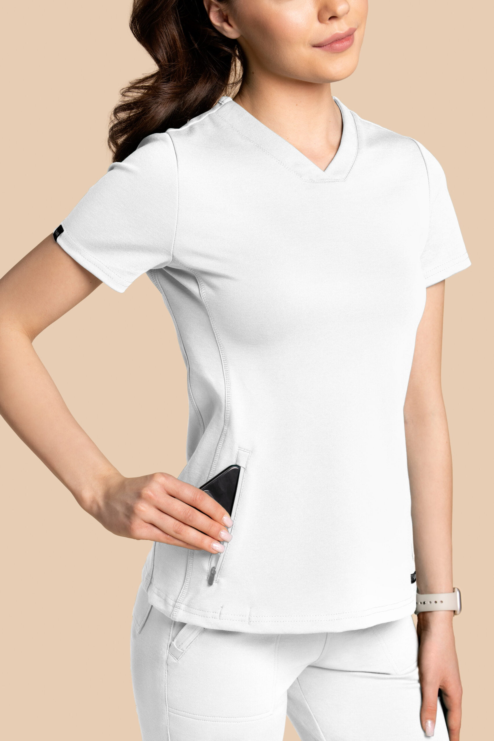 Bluza medyczna damska - Scrubs Twozip Biała(3) Bluza medyczna damska – Scrubs Twozip biała