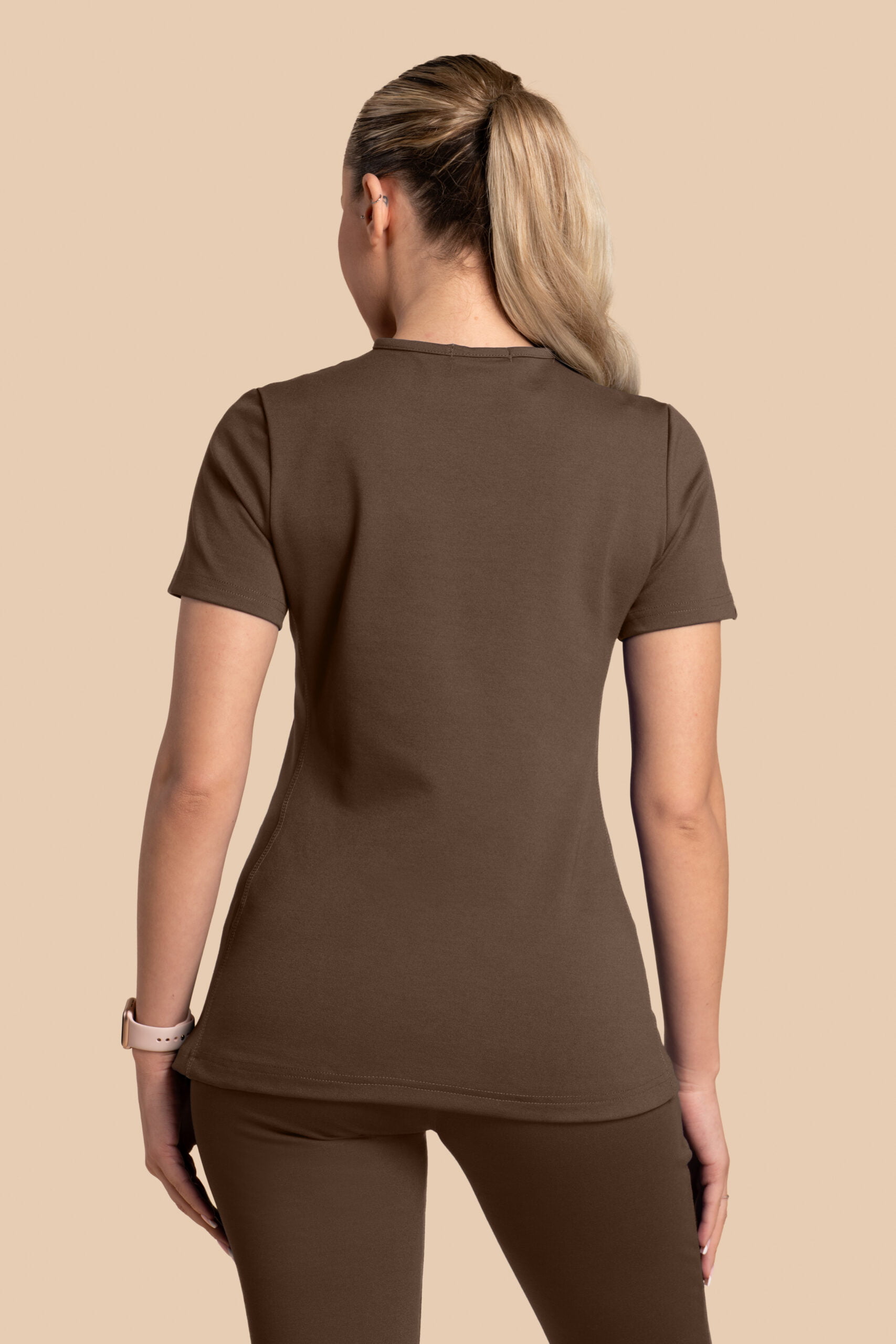 Bluza medyczna damska - Scrubs Twozip Brązowa(2) Bluza medyczna damska – Scrubs Twozip brązowa