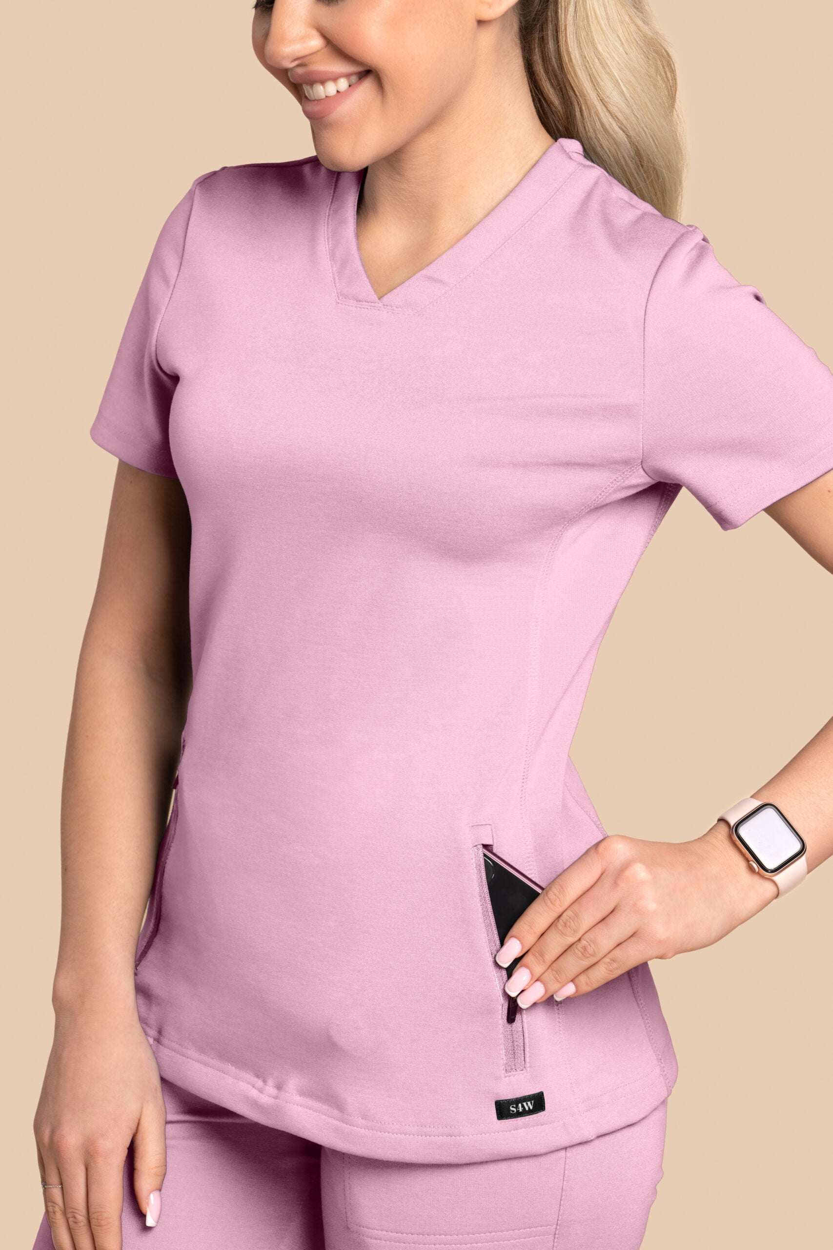 Bluza medyczna damska - Scrubs Twozip Cukierkowy Róż(3) Bluza medyczna damska – Scrubs Twozip cukierkowy róż