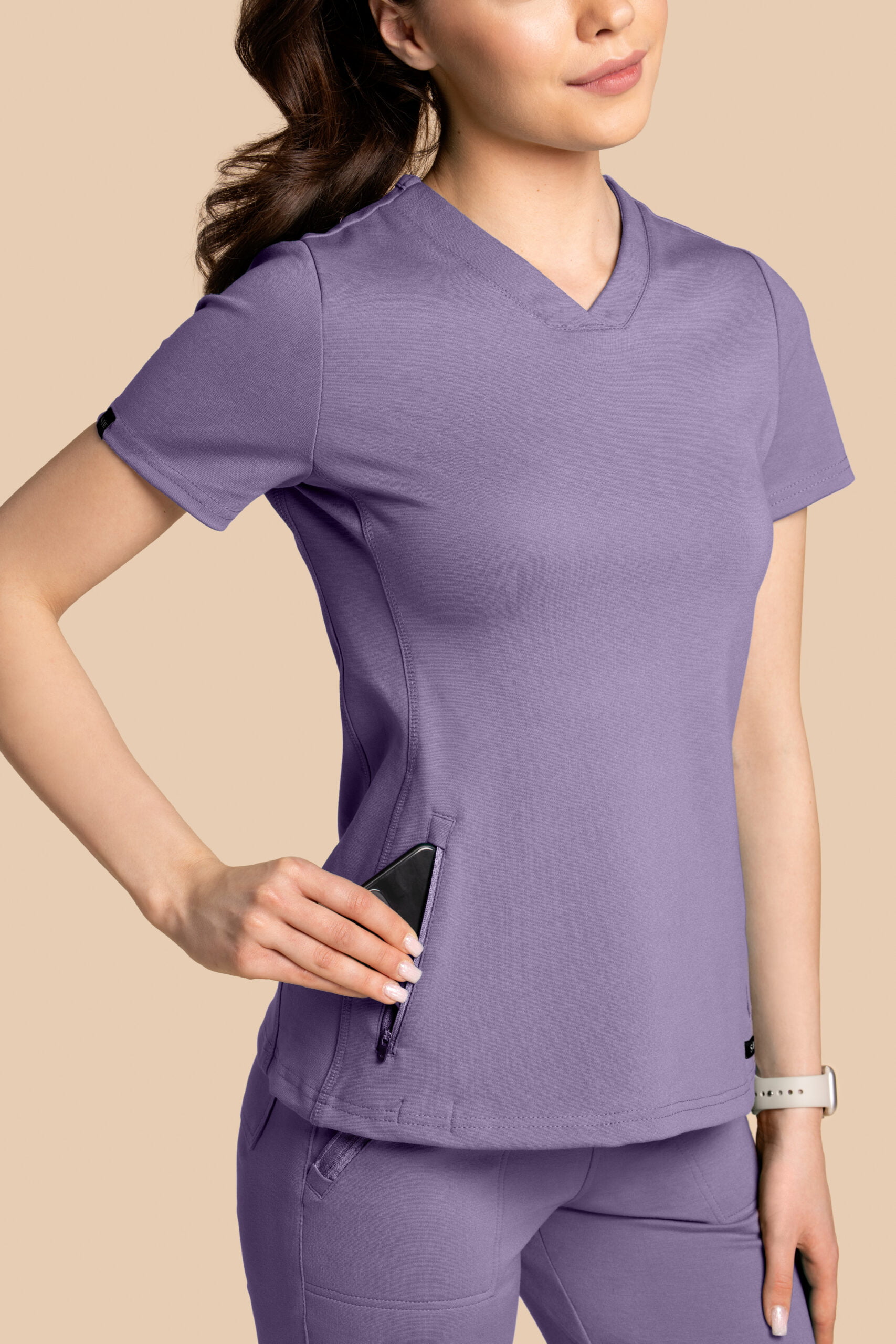 Bluza medyczna damska - Scrubs Twozip Liliowa(3) Bluza medyczna damska – Scrubs Twozip liliowa