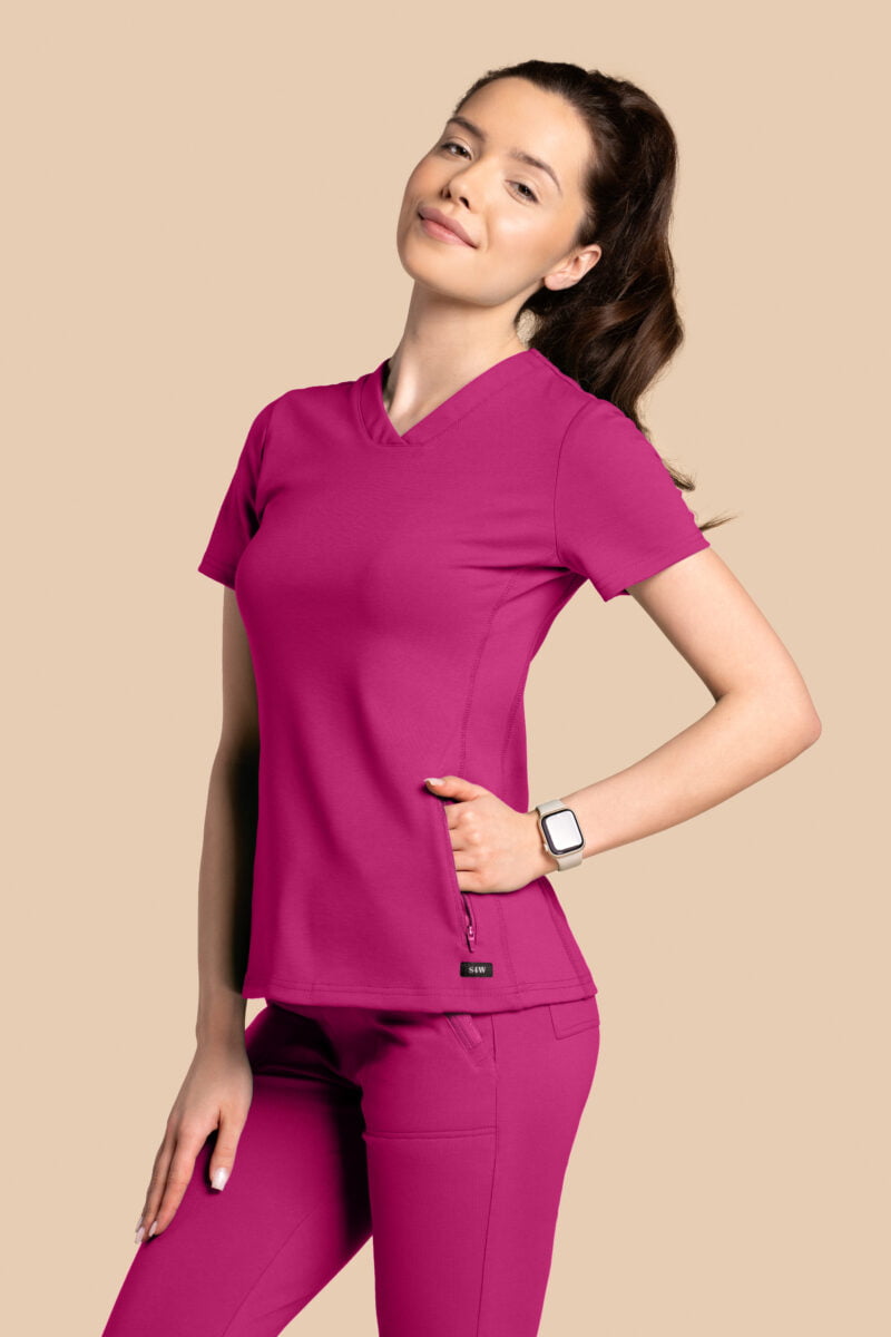 Bluza medyczna damska – Scrubs Twozip magenta