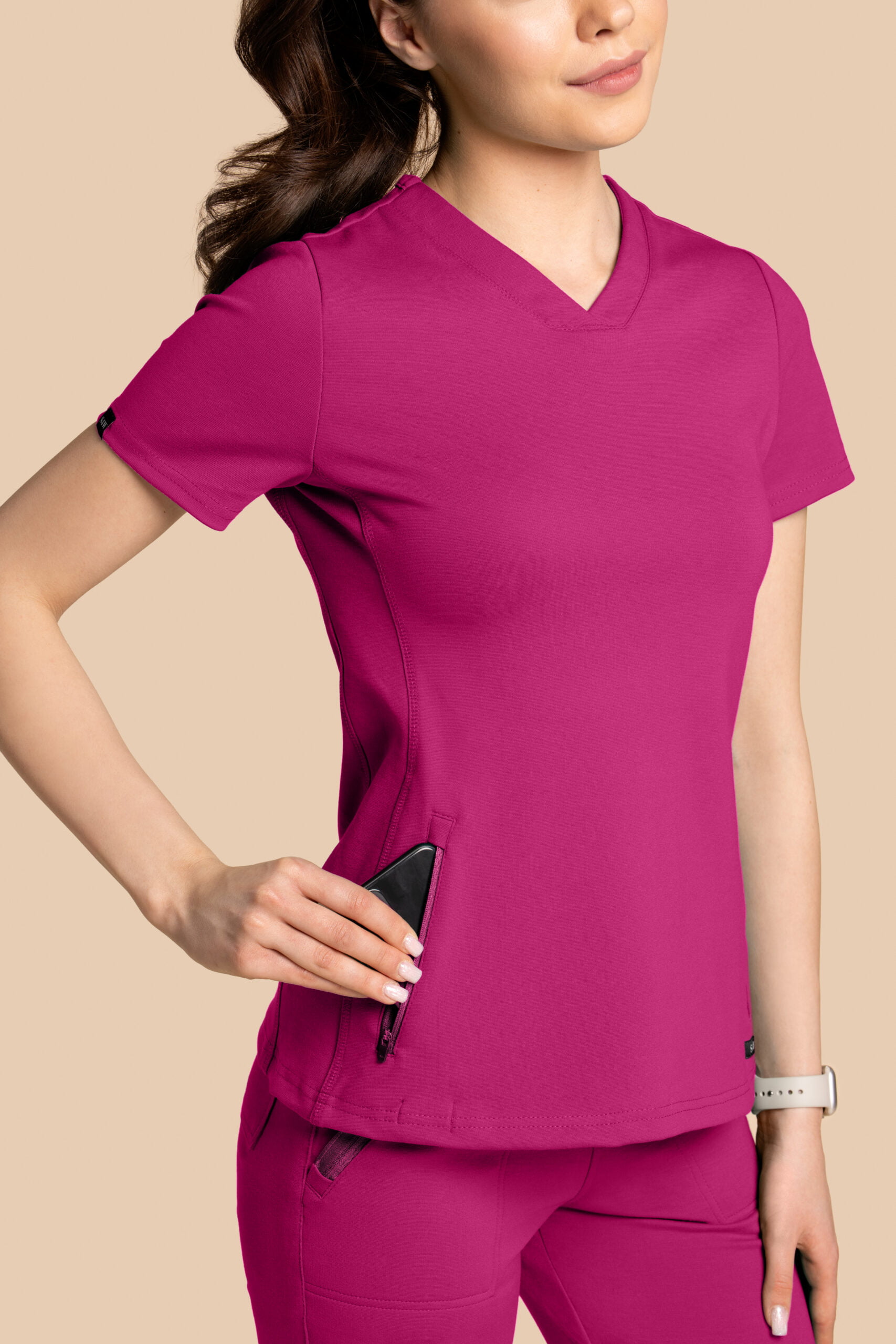 Bluza medyczna damska - Scrubs Twozip Magenta(3) Bluza medyczna damska – Scrubs Twozip magenta