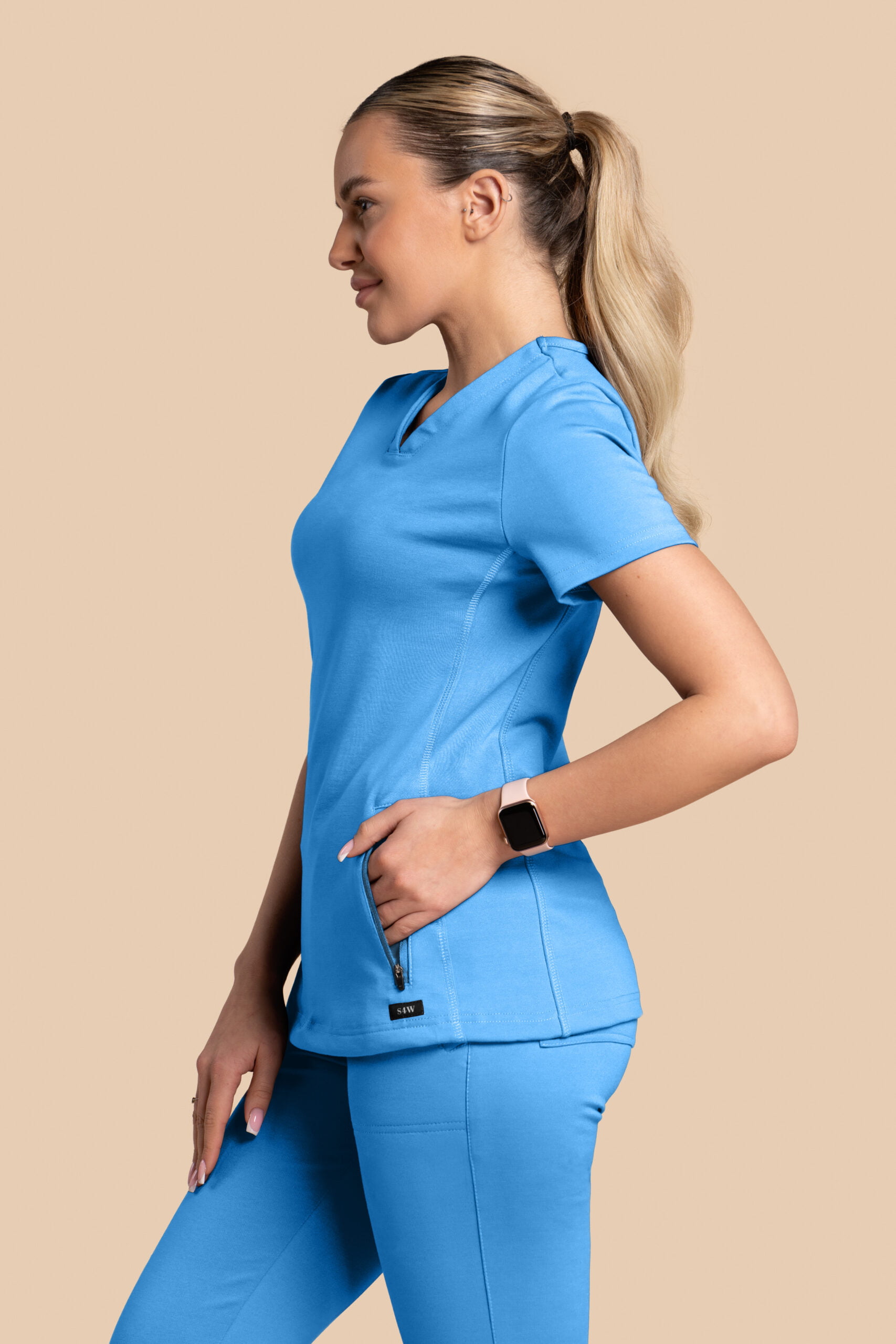 Bluza medyczna damska - Scrubs Twozip Niebieska (2) Bluza medyczna damska – Scrubs Twozip niebieska