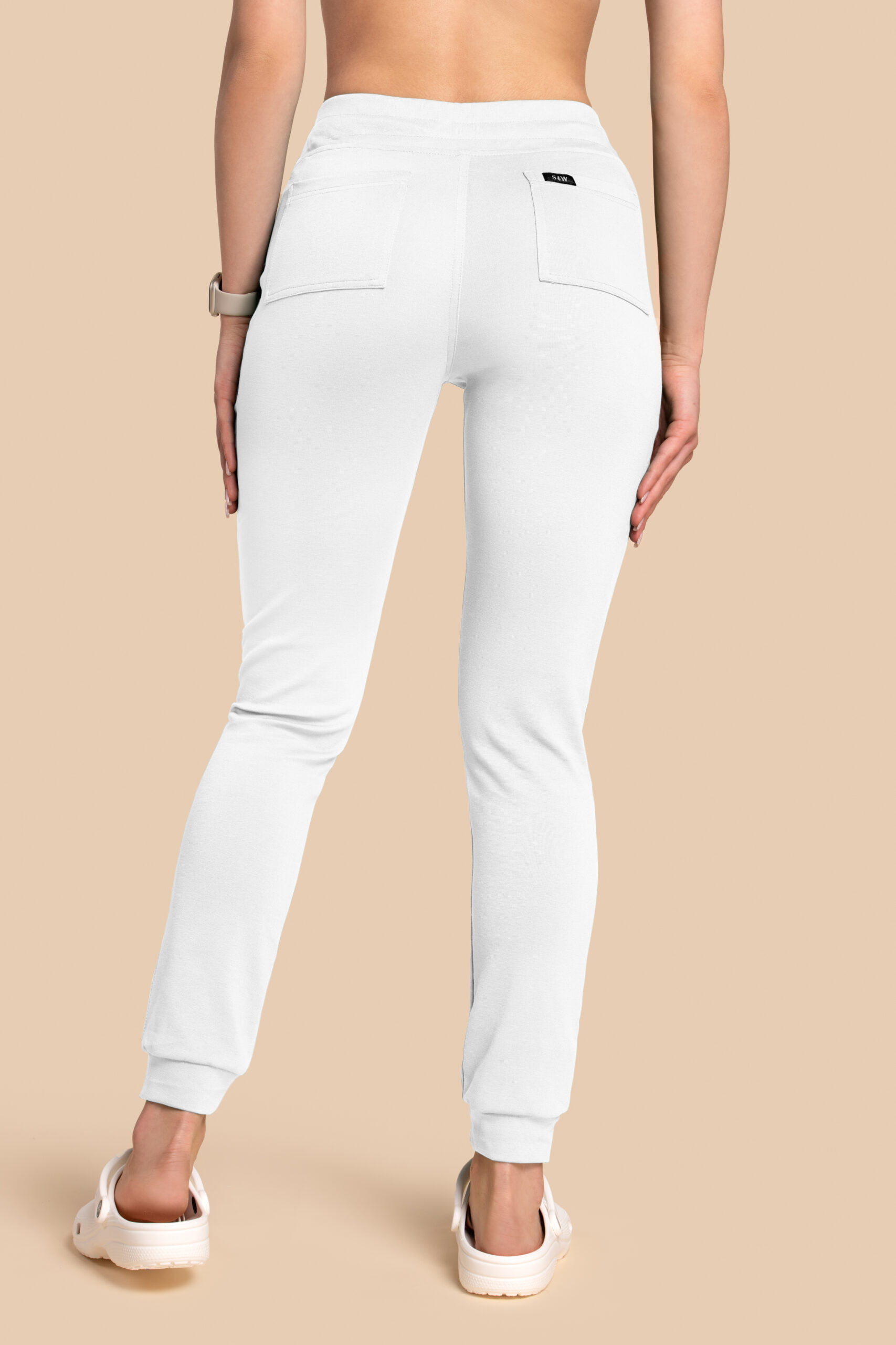 Spodnie Medyczne Damskie - Scrubs Joggery Białe(3) Spodnie medyczne damskie – Scrubs Joggery białe