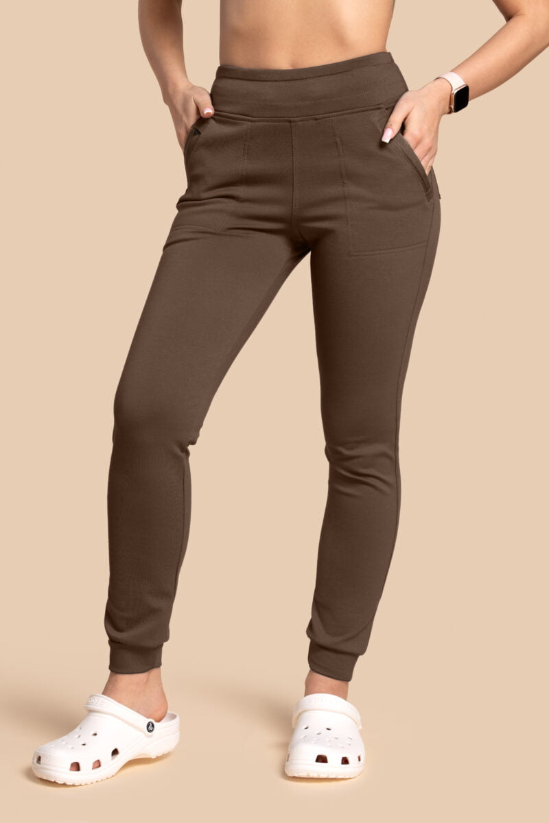 Spodnie medyczne damskie – Scrubs Joggery brązowe