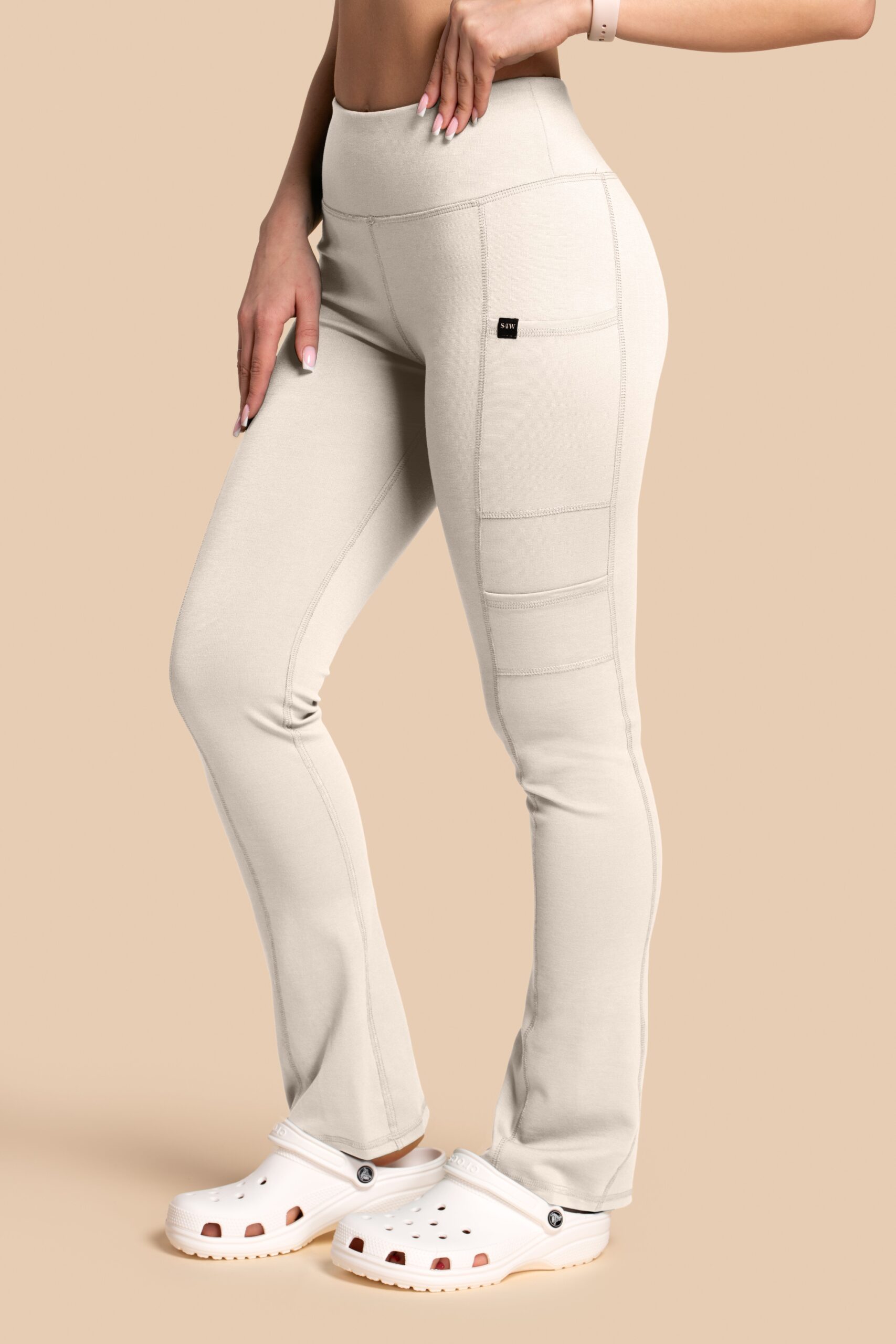 Spodnie-Medyczne-Damskie-Scrubs-Yoga-Pants-Beżowe1 Spodnie medyczne damskie – Scrubs Yoga Pants beżowe